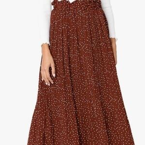 Exlura Skirt Polka Dot Womens sz L pleated Rubber waist used